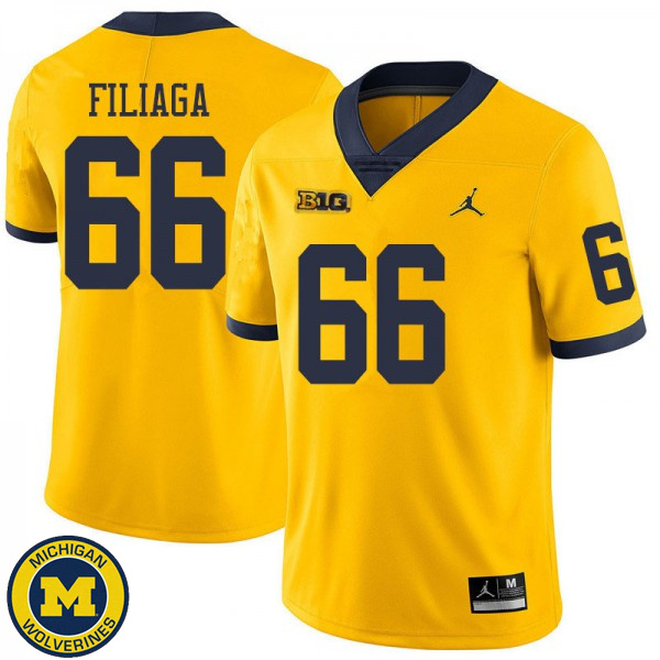 Mens Michigan Wolverines #66 Chuck Filiaga Yellow Jordan Brand High School Jersey